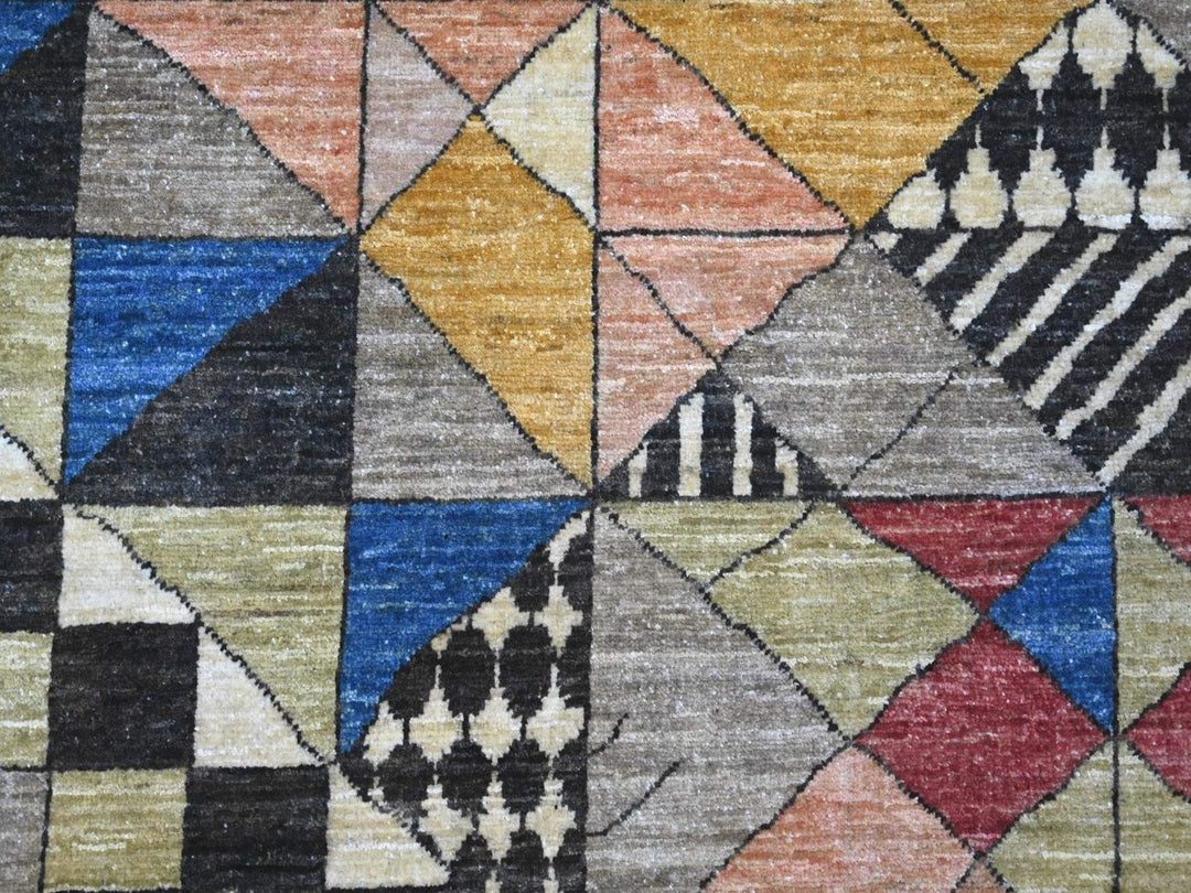 8'1" x 9'8" New Hand Knotted Black Wool Rectangle Oriental Rug - MOA10222963