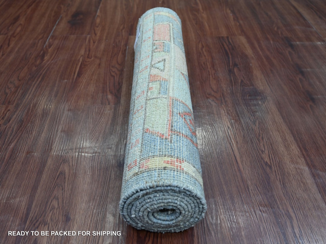 2'6" x 8'2" New Hand Knotted Blue Wool Runner Oriental Rug - MOA10222967