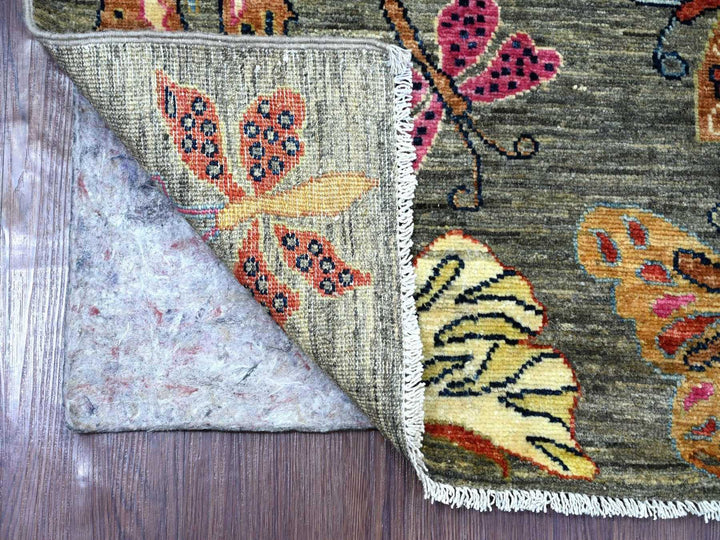 2'4" x 7'9" New Hand Knotted Grey Wool Runner Oriental Rug - MOA10222968