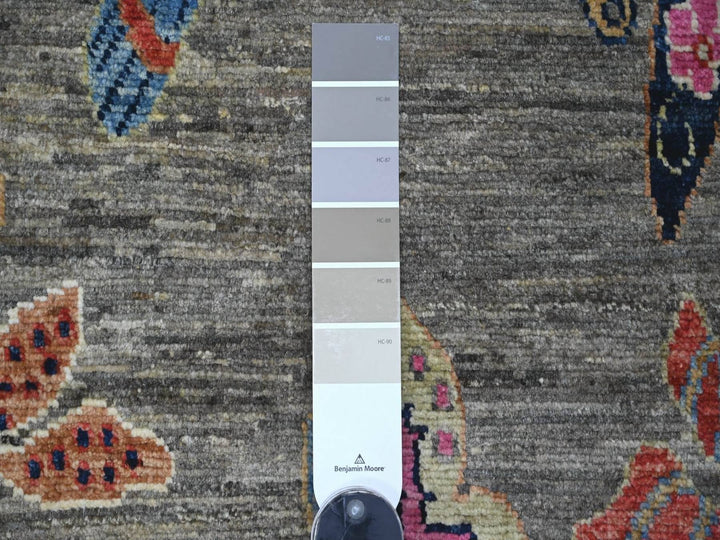 2'4" x 7'9" New Hand Knotted Grey Wool Runner Oriental Rug - MOA10222968