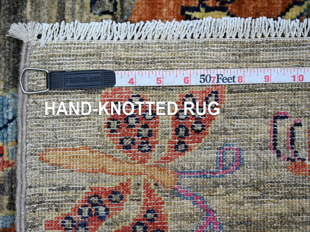 2'4" x 7'9" New Hand Knotted Grey Wool Runner Oriental Rug - MOA10222968