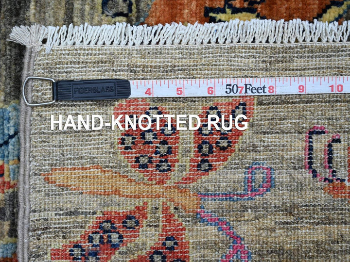2'4" x 7'9" New Hand Knotted Grey Wool Runner Oriental Rug - MOA10222968