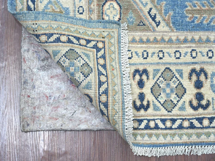 3'11" x 5'9" New Hand Knotted Blue Wool Rectangle Oriental Rug - MOA10222969