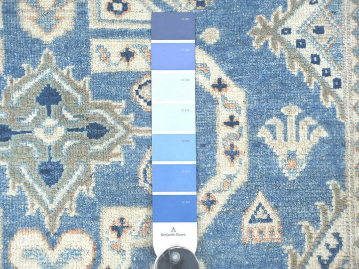 3'11" x 5'9" New Hand Knotted Blue Wool Rectangle Oriental Rug - MOA10222969