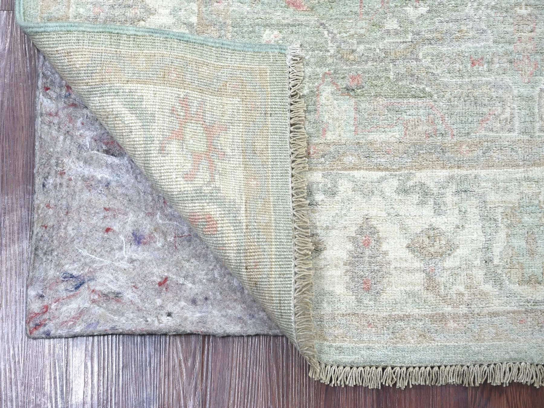 3'10" x 5'8" New Hand Knotted Green Wool Rectangle Oriental Rug - MOA10222971