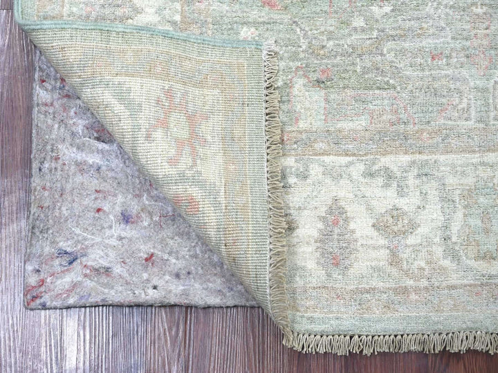 3'10" x 5'8" New Hand Knotted Green Wool Rectangle Oriental Rug - MOA10222971