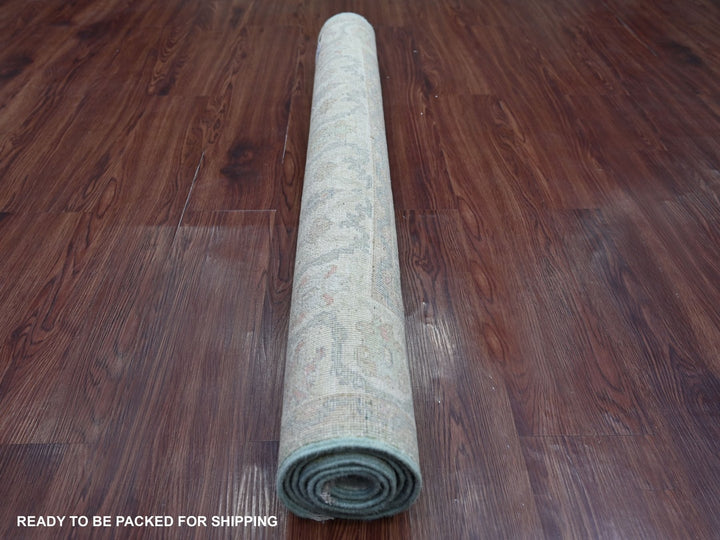 3'10" x 5'8" New Hand Knotted Green Wool Rectangle Oriental Rug - MOA10222971