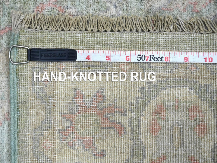 3'10" x 5'8" New Hand Knotted Green Wool Rectangle Oriental Rug - MOA10222971