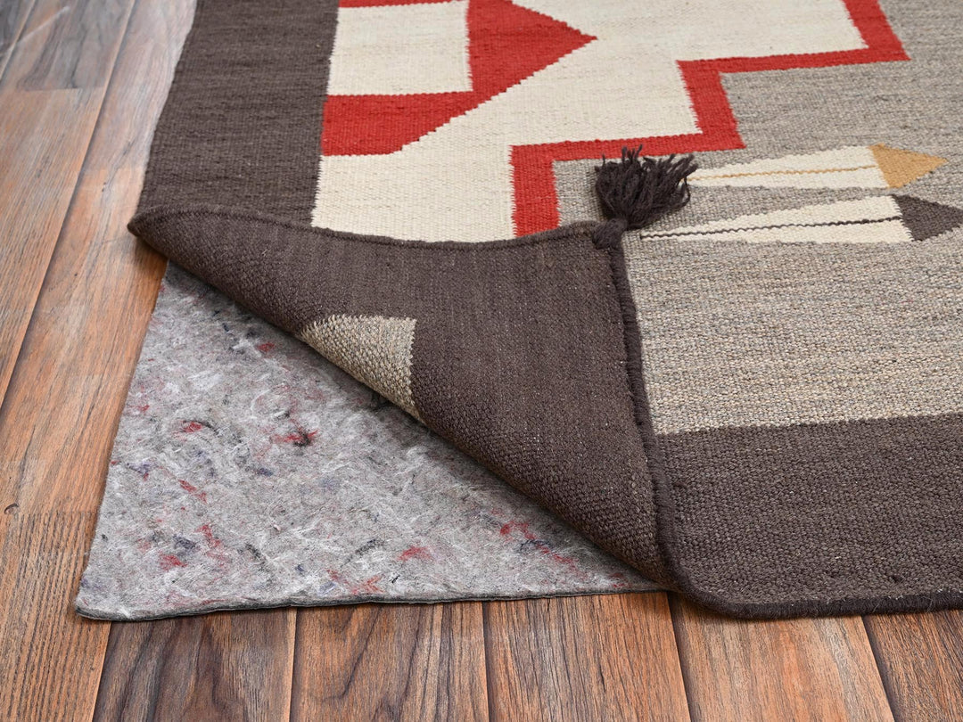 8'2" x 10'1" New Hand Woven Grey Wool Rectangle Oriental Rug - MOA1022297