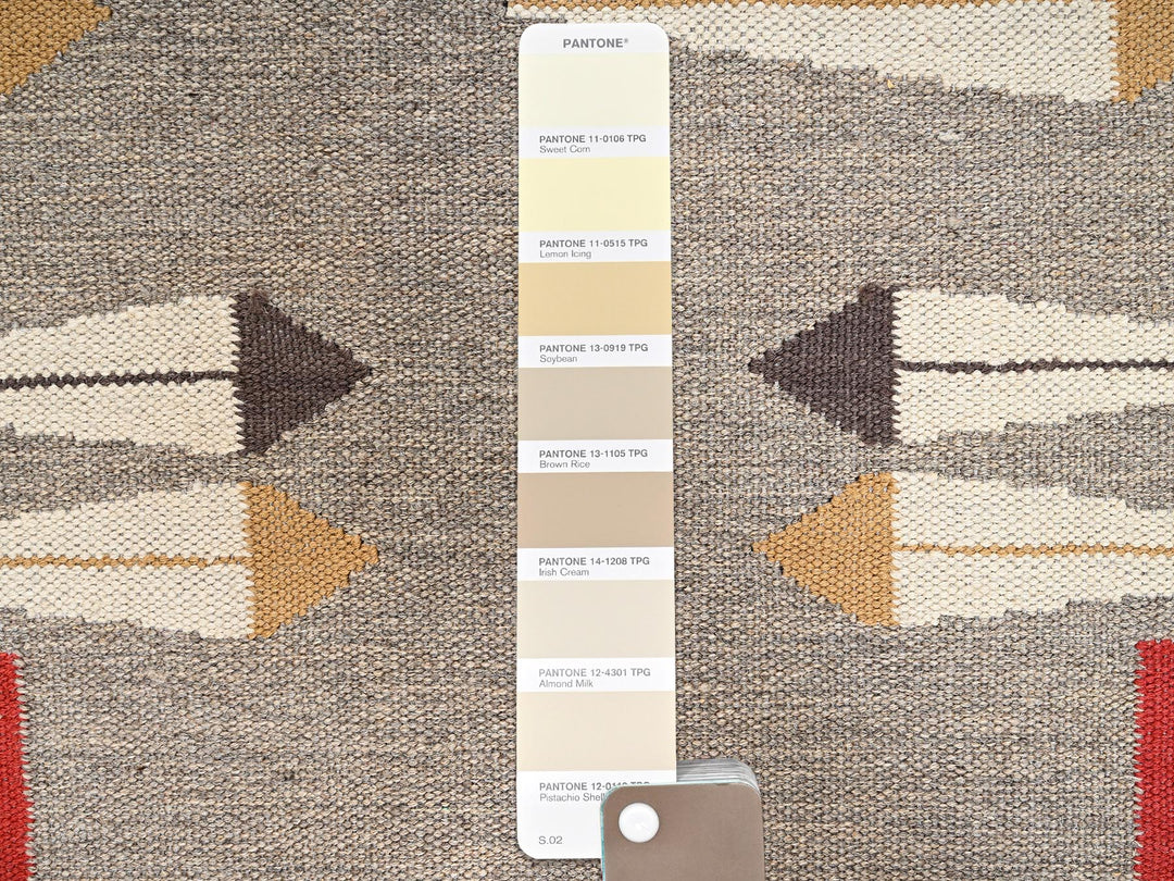 8'2" x 10'1" New Hand Woven Grey Wool Rectangle Oriental Rug - MOA1022297