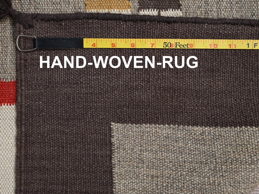 8'2" x 10'1" New Hand Woven Grey Wool Rectangle Oriental Rug - MOA1022297