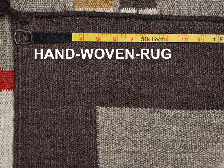 8'2" x 10'1" New Hand Woven Grey Wool Rectangle Oriental Rug - MOA1022297