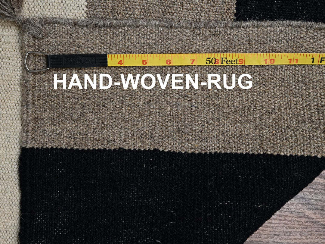 8'10" x 12'1" New Hand Woven Brown Wool Rectangle Oriental Rug - MOA1022298