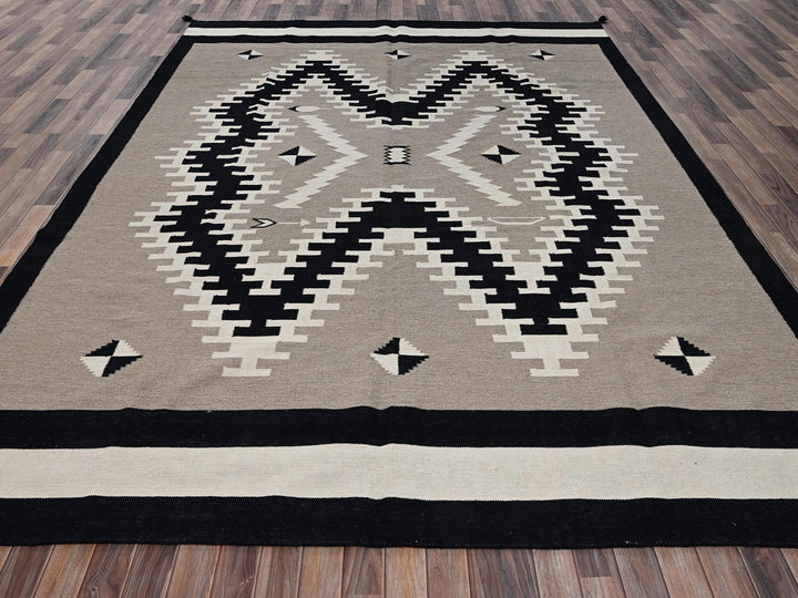 9'1" x 11'9" New Hand Woven Brown Wool Free Form Oriental Rug - MOA1022299