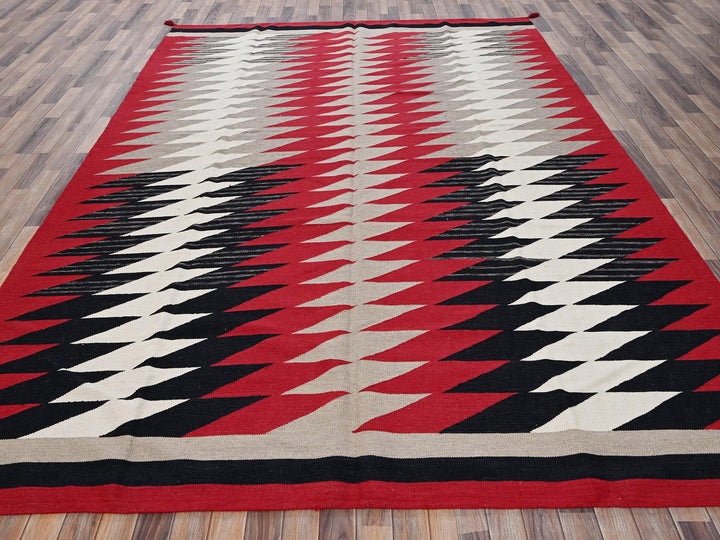8'11" x 11'10" New Hand Woven Red Wool Rectangle Oriental Rug - MOA1022300