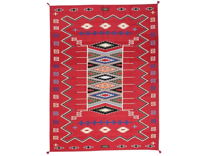 9'0" x 12'1" New Hand Woven Red Wool Rectangle Oriental Rug - MOA1022301