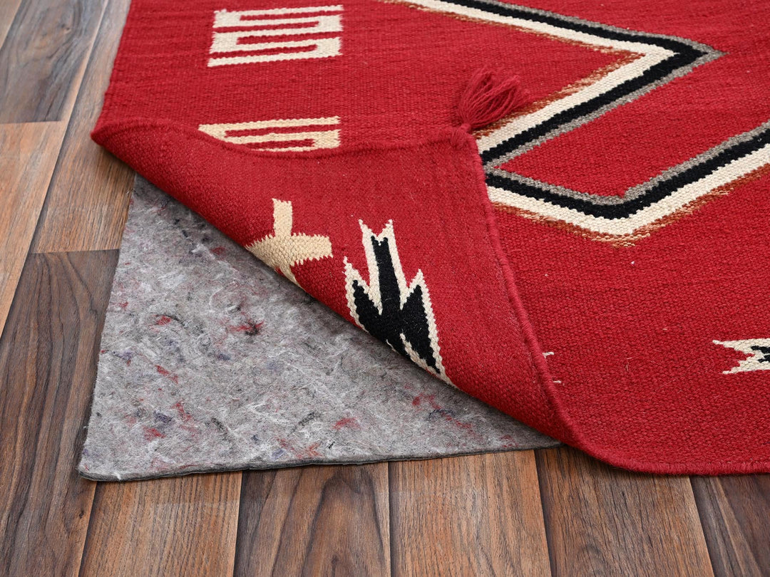 9'0" x 12'1" New Hand Woven Red Wool Rectangle Oriental Rug - MOA1022301