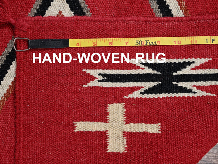 9'0" x 12'1" New Hand Woven Red Wool Rectangle Oriental Rug - MOA1022301