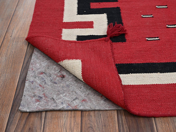 9'2" x 11'6" New Hand Woven Red Wool Rectangle Oriental Rug - MOA1022302