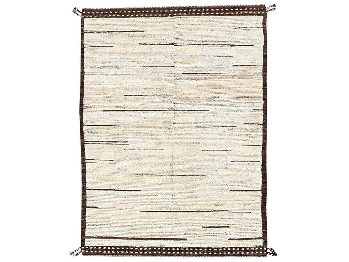 4'3" x 5'11" New Hand Knotted Ivory Wool Rectangle Oriental Rug - MOA1022303