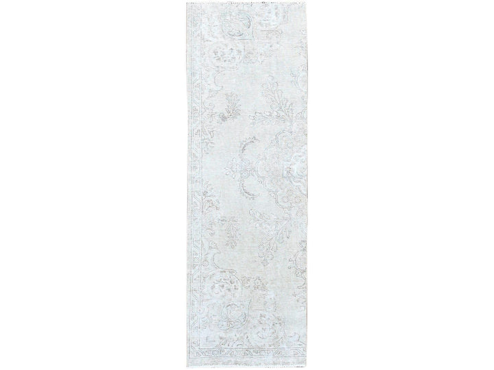 2'5" x 7'6" Vintage Hand Knotted Ivory Wool Runner Oriental Rug - MOA102230