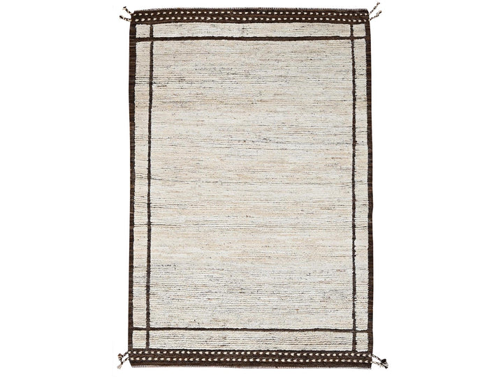4'1" x 6'0" New Hand Knotted Ivory Wool Rectangle Oriental Rug - MOA1022310
