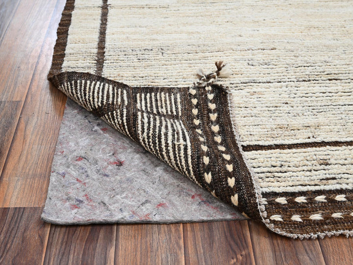 4'1" x 6'0" New Hand Knotted Ivory Wool Rectangle Oriental Rug - MOA1022310