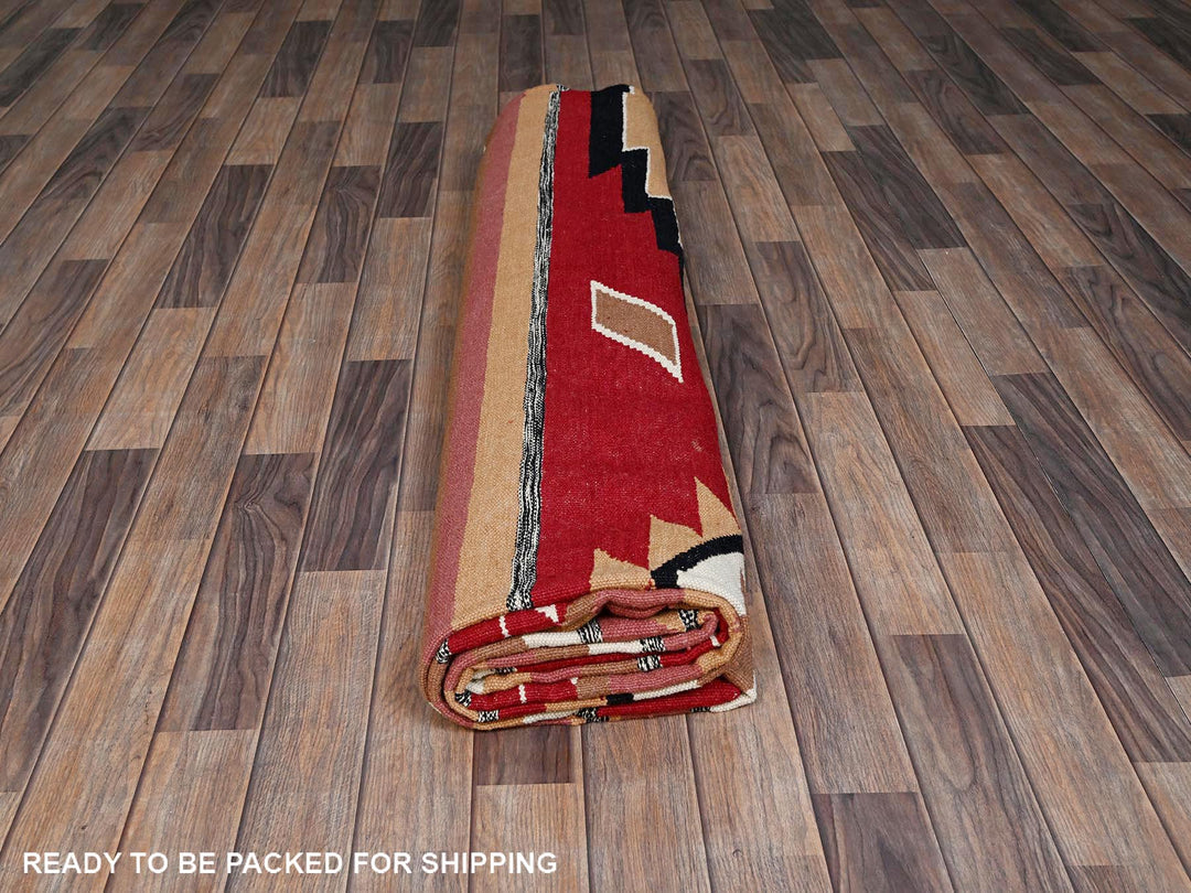 9'2" x 11'9" New Hand Woven Red Wool Rectangle Oriental Rug - MOA1022311