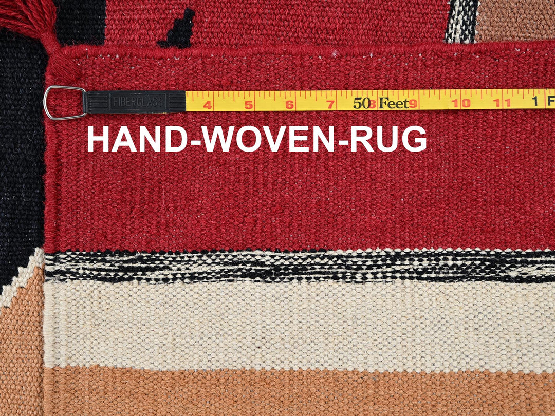 9'2" x 11'9" New Hand Woven Red Wool Rectangle Oriental Rug - MOA1022311