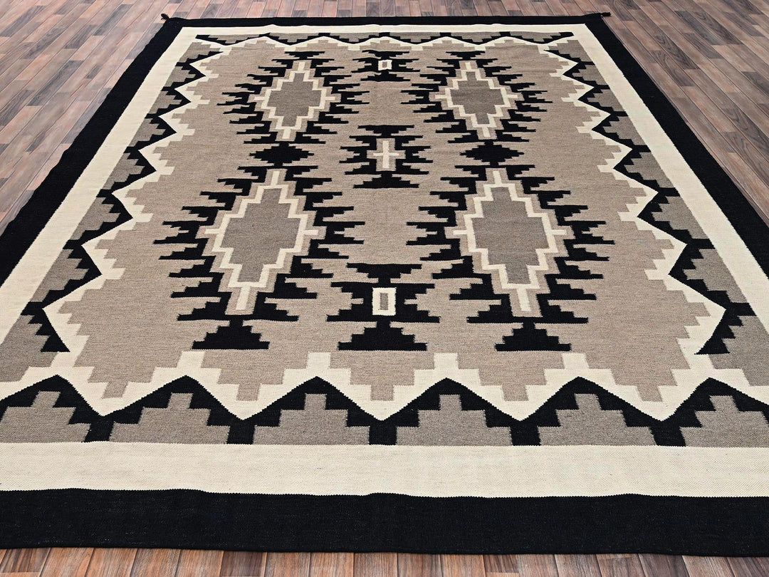 9'2" x 11'7" New Hand Woven Brown Wool Rectangle Oriental Rug - MOA1022313