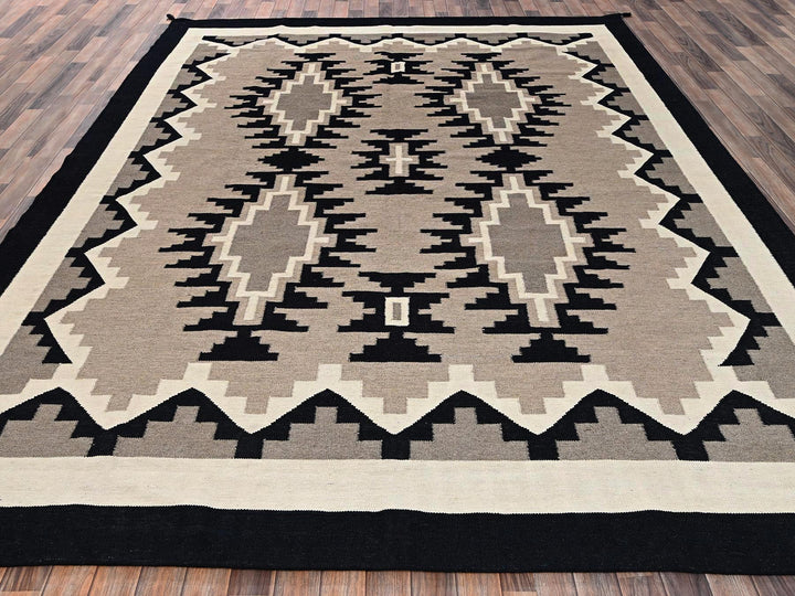 9'2" x 11'7" New Hand Woven Brown Wool Rectangle Oriental Rug - MOA1022313