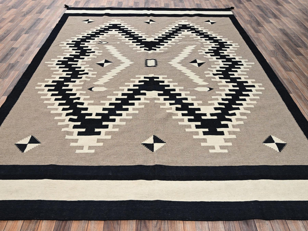 9'2" x 11'10" New Hand Woven Brown Wool Rectangle Oriental Rug - MOA1022315