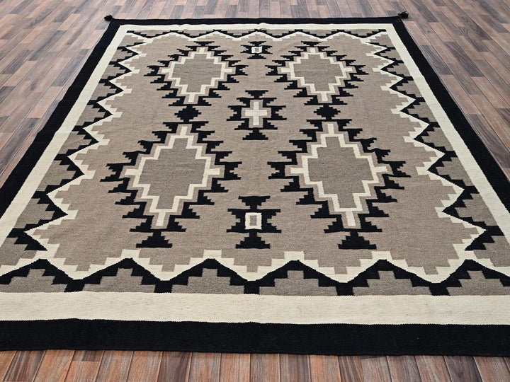 7'11" x 9'11" New Hand Woven Brown Wool Rectangle Oriental Rug - MOA1022316