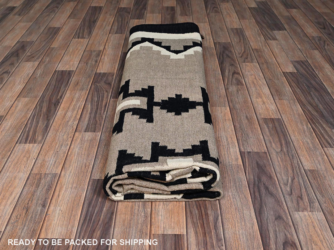 7'11" x 9'11" New Hand Woven Brown Wool Rectangle Oriental Rug - MOA1022316