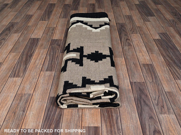 7'11" x 9'11" New Hand Woven Brown Wool Rectangle Oriental Rug - MOA1022316