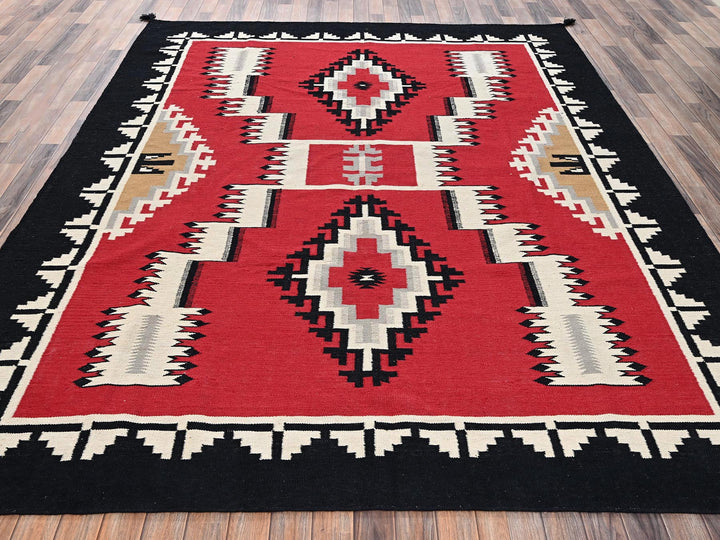 8'3" x 9'11" New Hand Woven Red Wool Rectangle Oriental Rug - MOA1022317