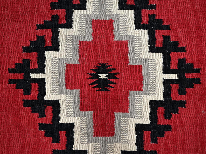 8'3" x 9'11" New Hand Woven Red Wool Rectangle Oriental Rug - MOA1022317