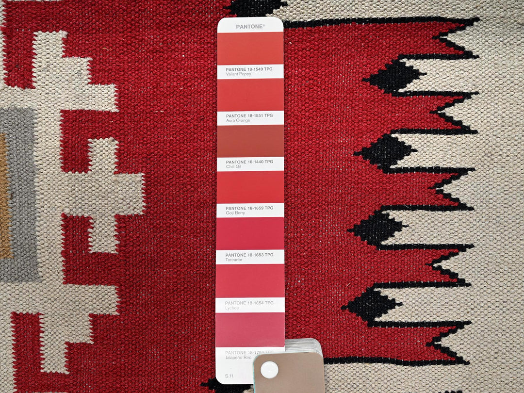 8'3" x 9'11" New Hand Woven Red Wool Rectangle Oriental Rug - MOA1022317