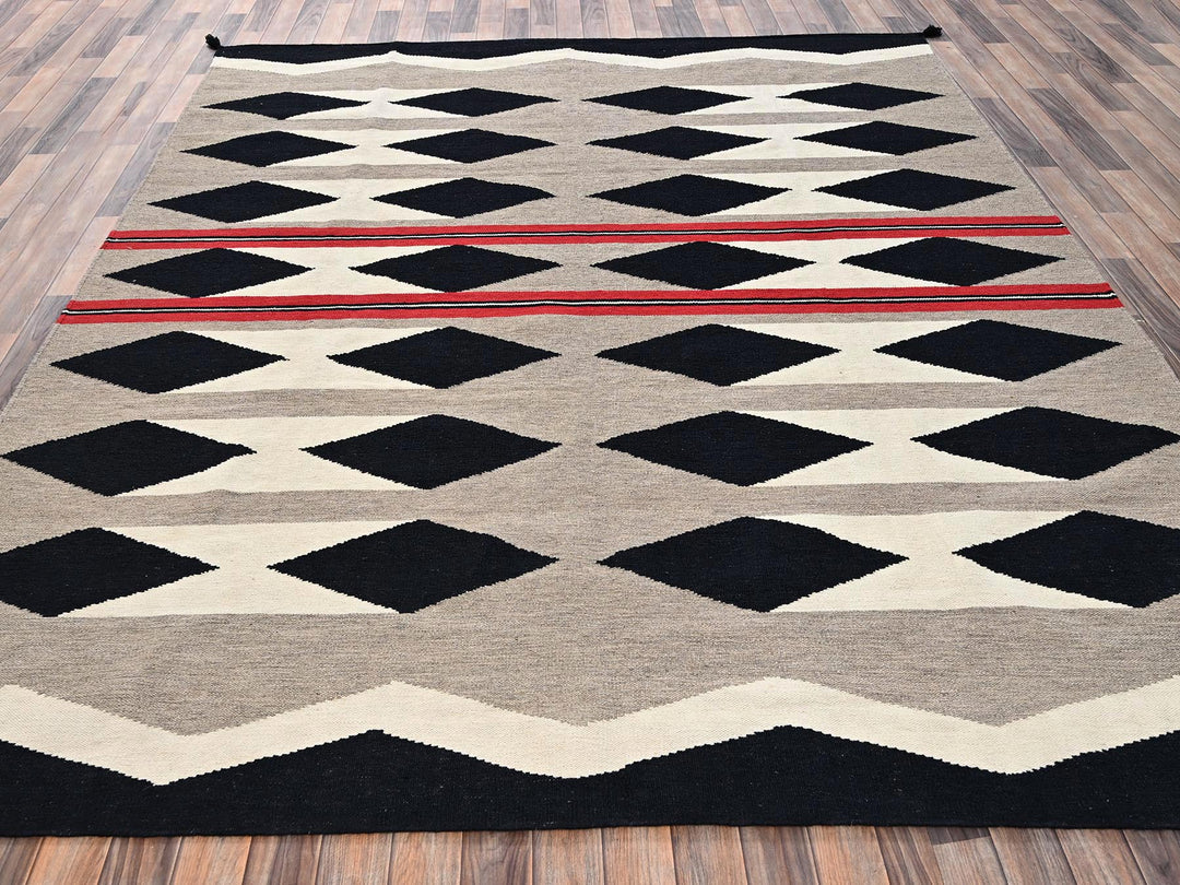 8'2" x 9'11" New Hand Woven Brown Wool Rectangle Oriental Rug - MOA1022318