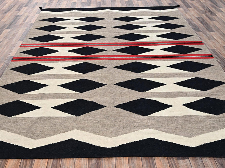 8'2" x 9'11" New Hand Woven Brown Wool Rectangle Oriental Rug - MOA1022318