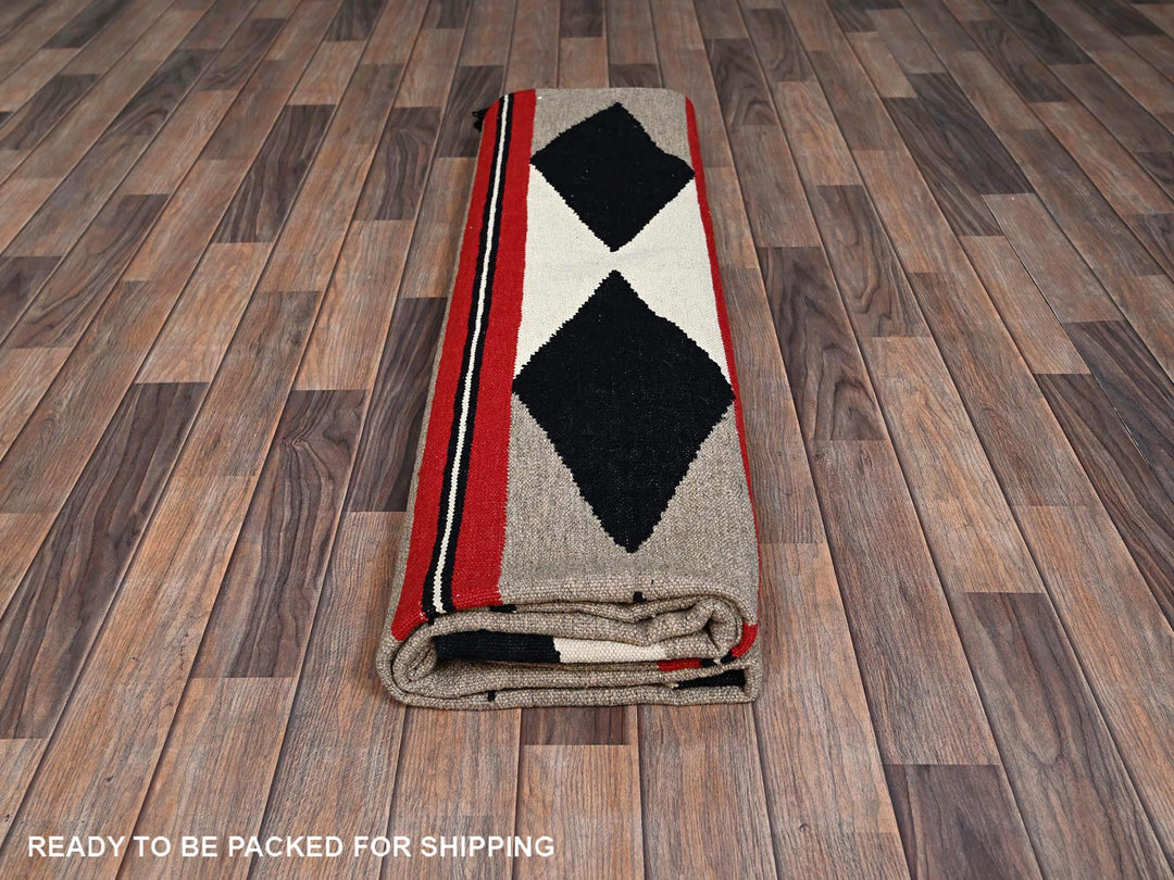 8'2" x 9'11" New Hand Woven Brown Wool Rectangle Oriental Rug - MOA1022318