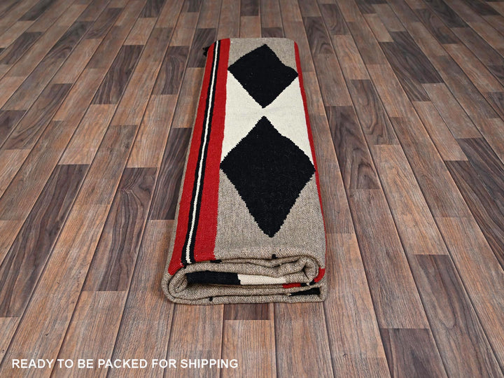 8'2" x 9'11" New Hand Woven Brown Wool Rectangle Oriental Rug - MOA1022318