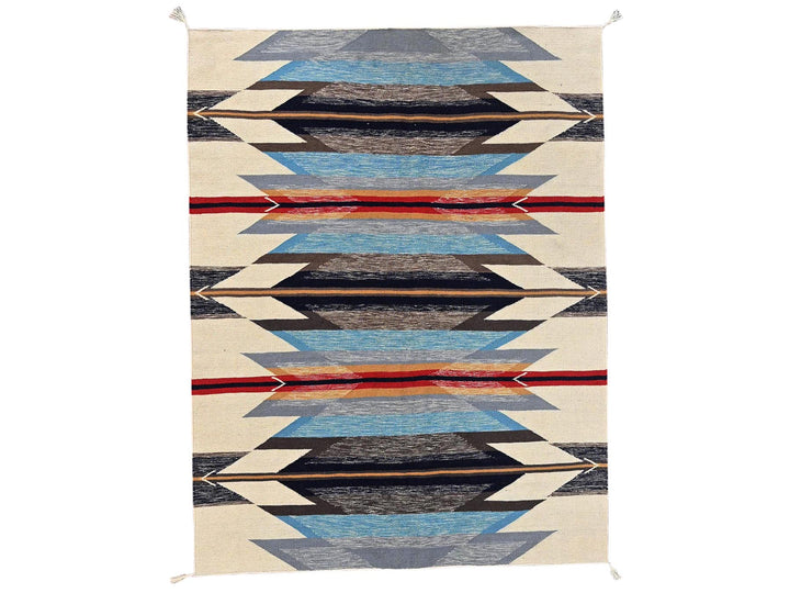 5'4" x 6'10" New Hand Woven Blue Wool Rectangle Oriental Rug - MOA1022320