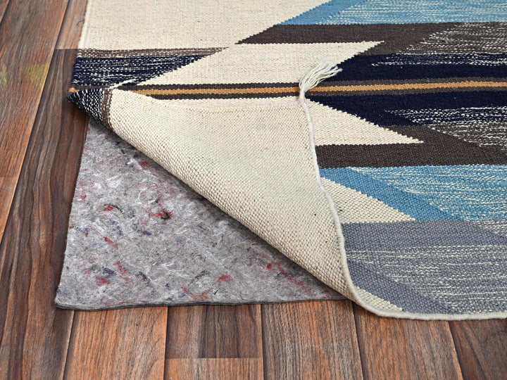 5'4" x 6'10" New Hand Woven Blue Wool Rectangle Oriental Rug - MOA1022320