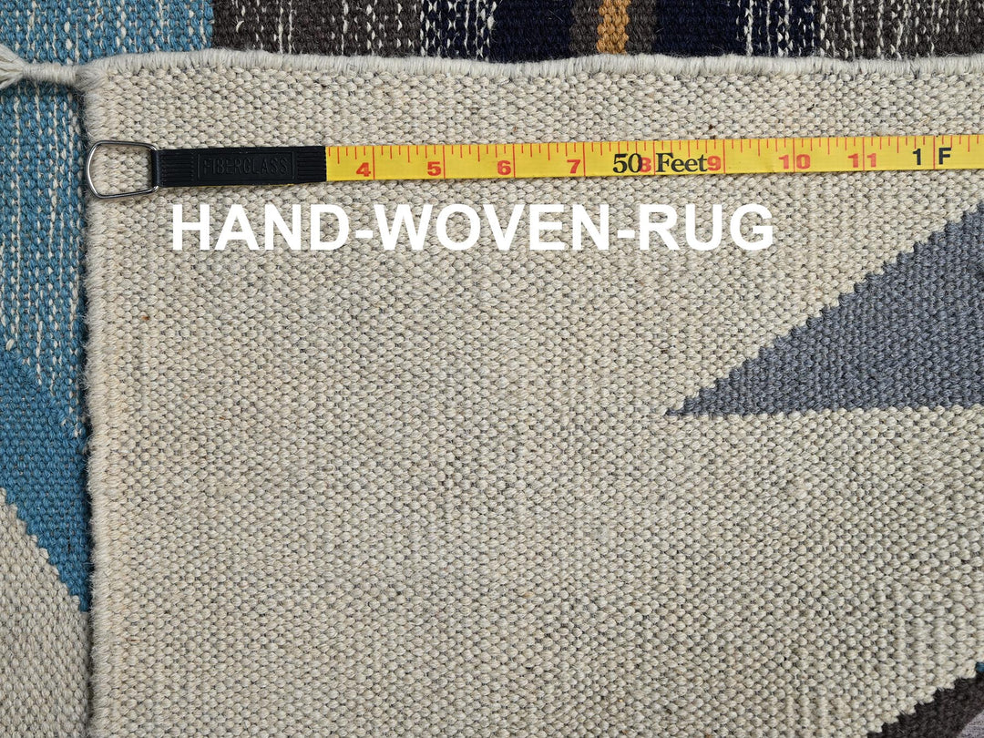 5'4" x 6'10" New Hand Woven Blue Wool Rectangle Oriental Rug - MOA1022320