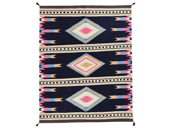 5'4" x 6'9" New Hand Woven Blue Wool Rectangle Oriental Rug - MOA1022322