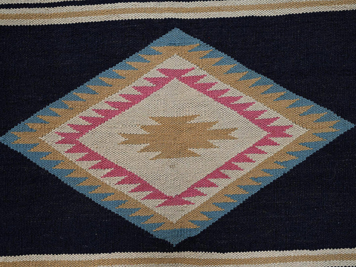 5'4" x 6'9" New Hand Woven Blue Wool Rectangle Oriental Rug - MOA1022322