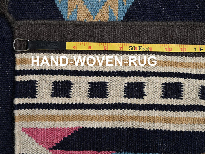 5'4" x 6'9" New Hand Woven Blue Wool Rectangle Oriental Rug - MOA1022322