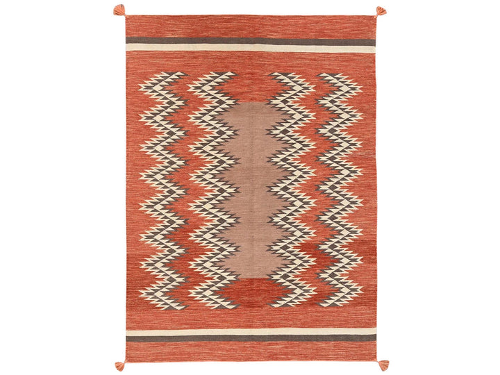 5'1" x 7'1" New Hand Woven Orange Wool Rectangle Oriental Rug - MOA1022323