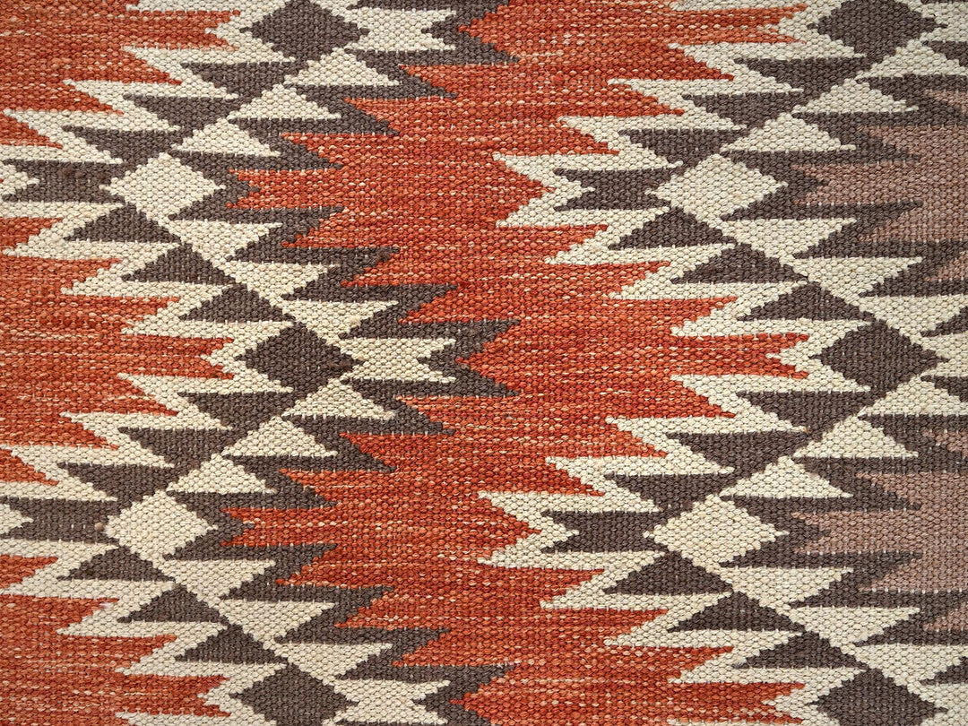 5'1" x 7'1" New Hand Woven Orange Wool Rectangle Oriental Rug - MOA1022323